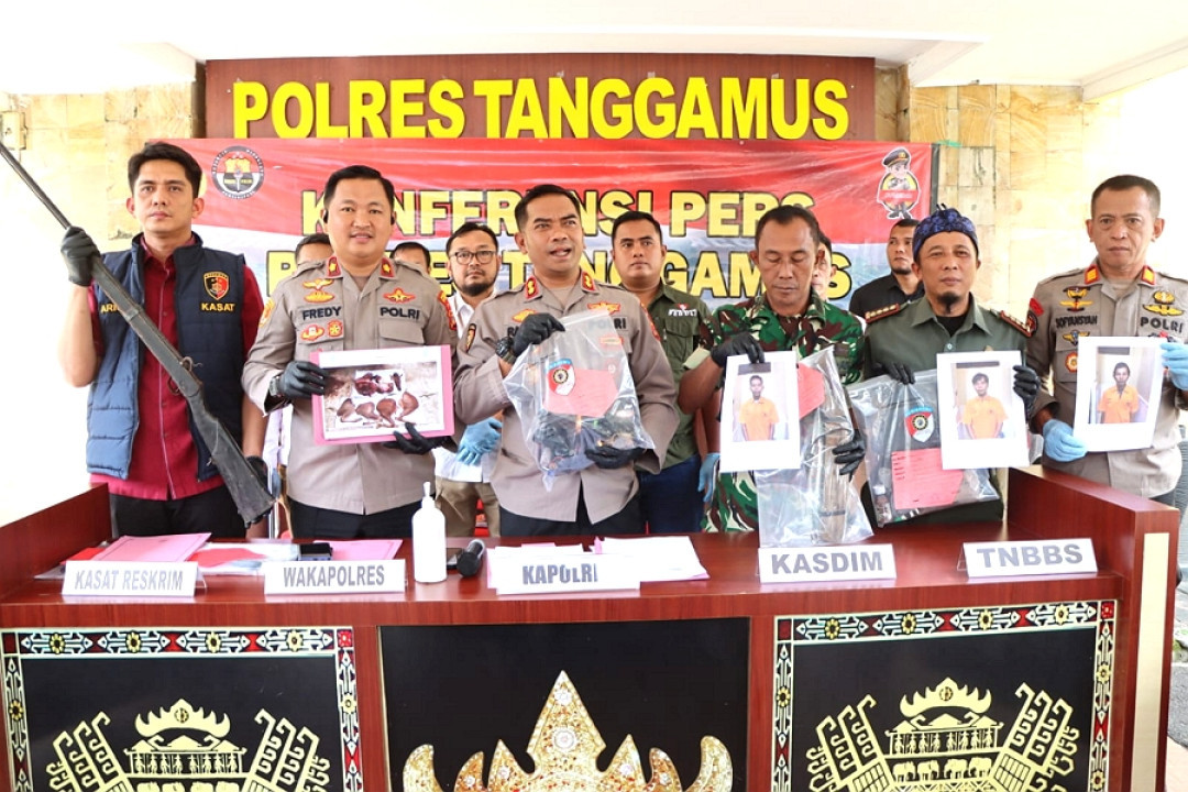 Polres Tanggamus Bersama TNI, TNBBS dan TNWC Bongkar Perburuan Satwa Dilindungi