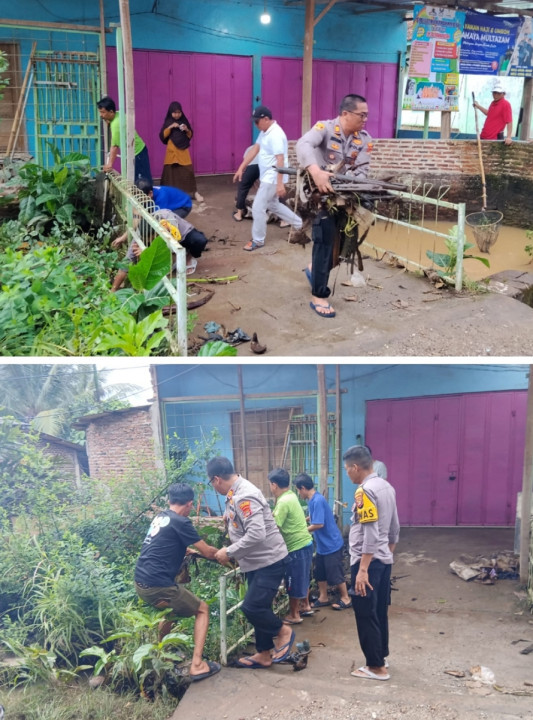 Di Tengah Pengamanan Nataru, Polsek Natar Sigap Tangani Banjir