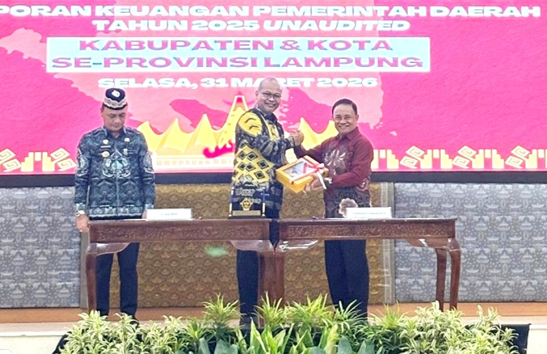 Mad Hasnurin Serahkan LKPD kepada BPK Perwakilan Provinsi Lampung