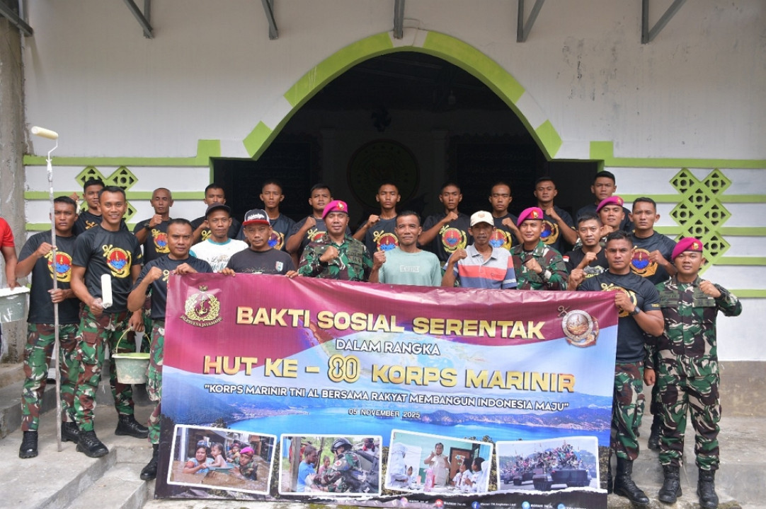 Gelora HUT ke-80 Korps Marinir, Yonif 7 Marinir Melaksanakan Baksos di Tempat Ibadah